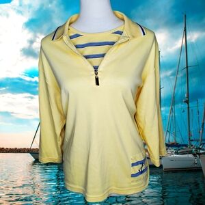 Needle & Threads Nautical Mock Layered Mid-Weight Pullover